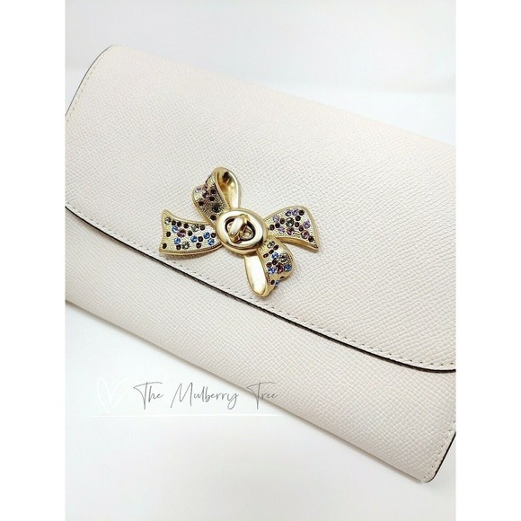 NWT Coach F72903 Chain Crossbody with Crystal Bow Turnlock Leather Org $298 - Picture 4 of 10